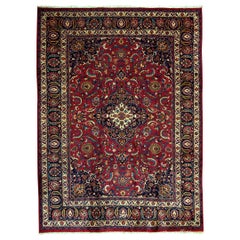 Vintage Persian fine Traditional Handwoven Luxury Wool Red / Navy Rug