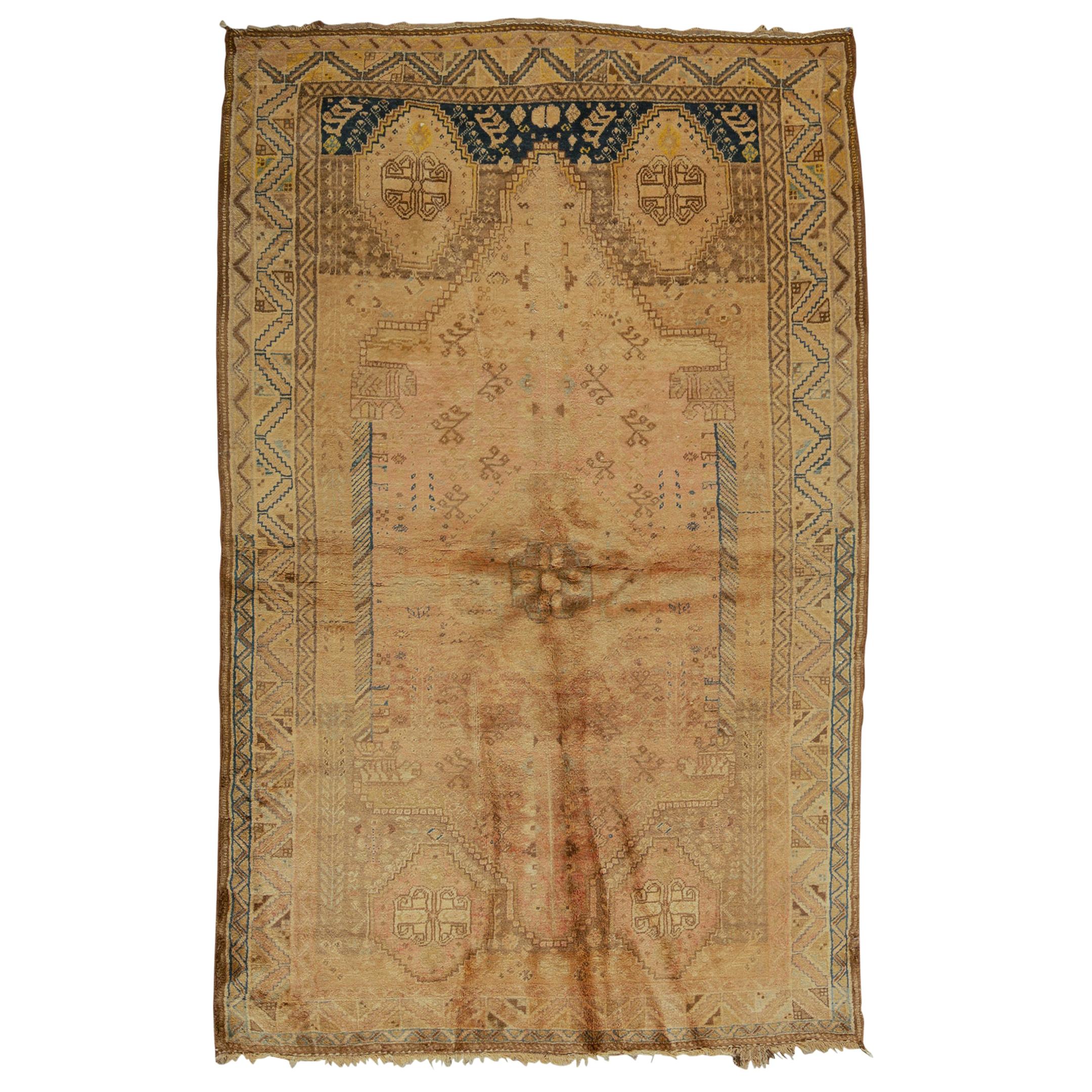 Antique Baluch Brown and Pink Wool Persian Rug For Sale at 1stDibs