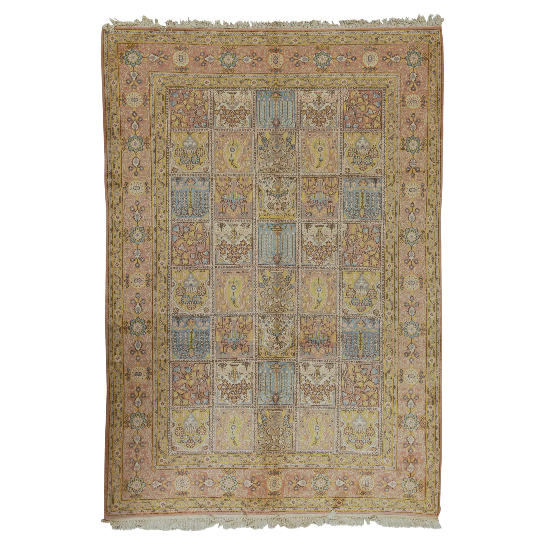 Antique Persian fine Traditional Handwoven Luxury Wool Gold Rug For Sale