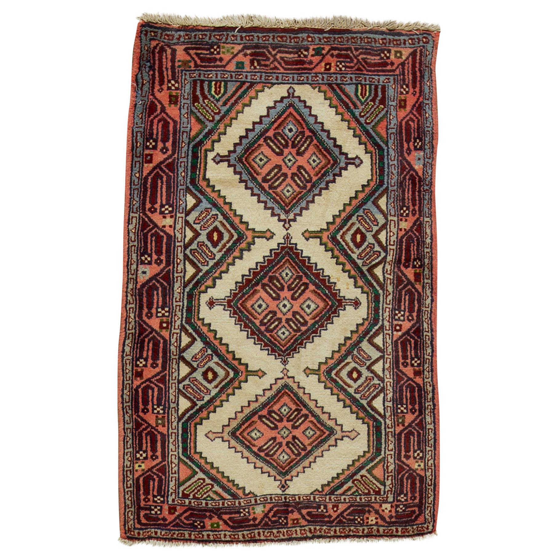 Antique Persian fine Traditional Handwoven Luxury Wool Ivory / Multi Rug For Sale