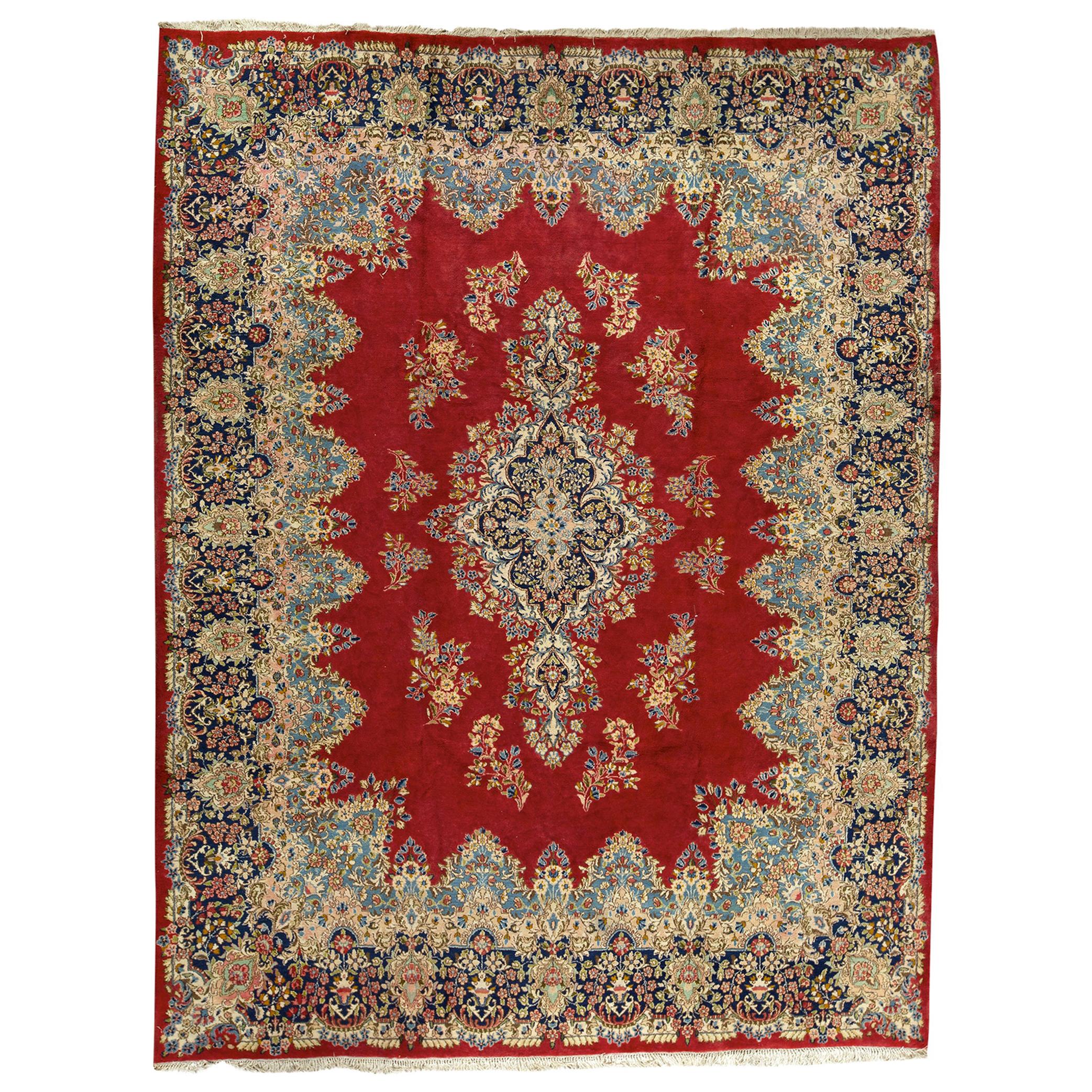 Antique Persian fine Traditional Handwoven Luxury Wool Red Rug For Sale