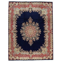Antique Persian fine Traditional Handwoven Luxury Wool Navy Rug