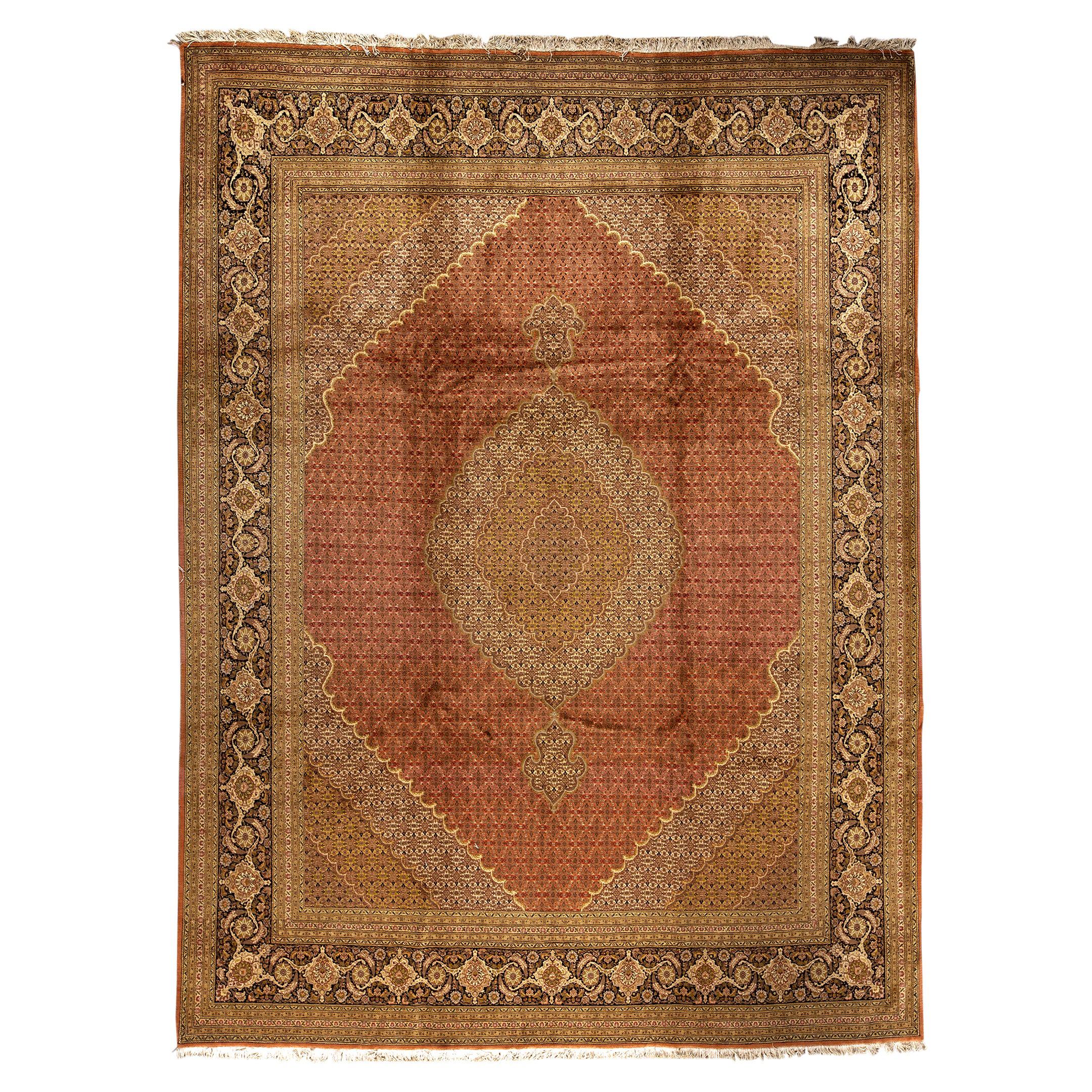  Antique Persian Fine Traditional Handwoven Luxury Wool Rust / Brown Rug For Sale