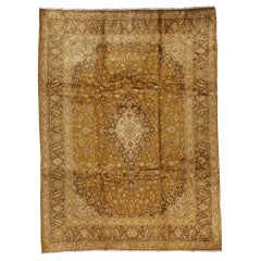   Vintage Persian Fine Traditional Handwoven Luxury Wool Brown Rug