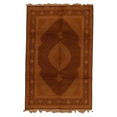   Vintage Persian Fine Traditional Handwoven Luxury Wool Brown Rug