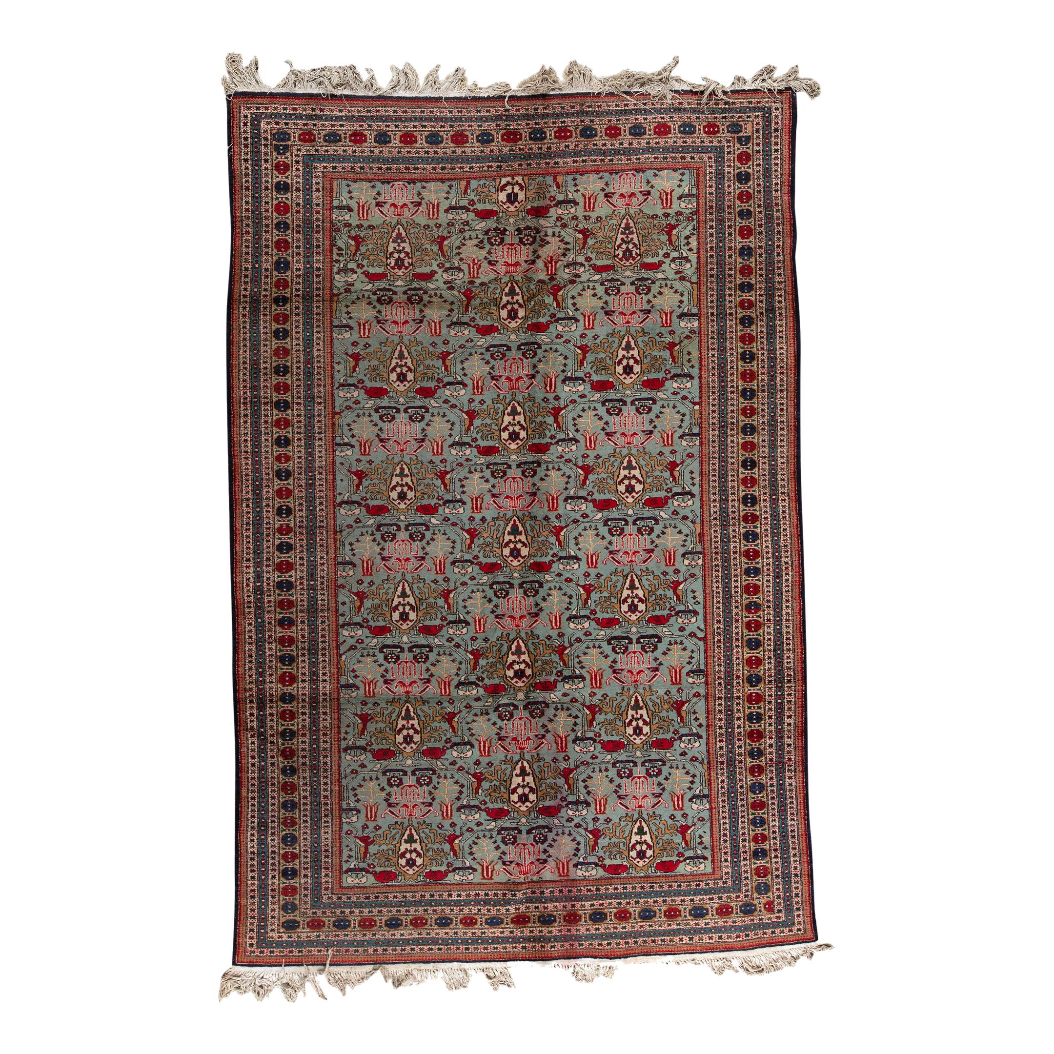   Antique Persian Fine Traditional Handwoven Luxury Wool Multi Rug