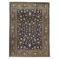   Antique Persian Fine Traditional Handwoven Luxury Wool Navy Rug