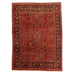   Vintage Persian Fine Traditional Handwoven Luxury Wool Red / Navy Rug