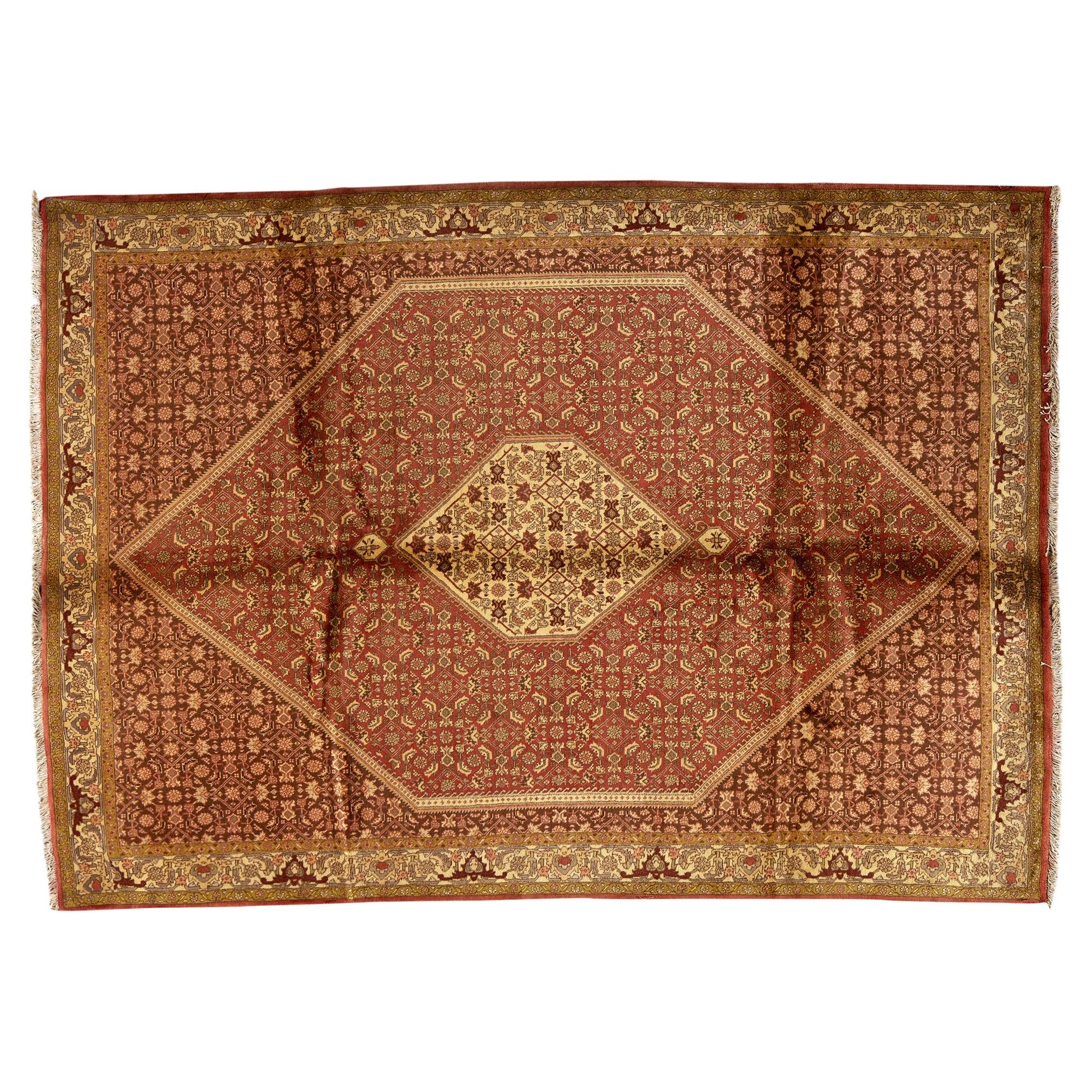 Antique Persian Fine Traditional Handwoven Luxury Wool Rust Rug For Sale