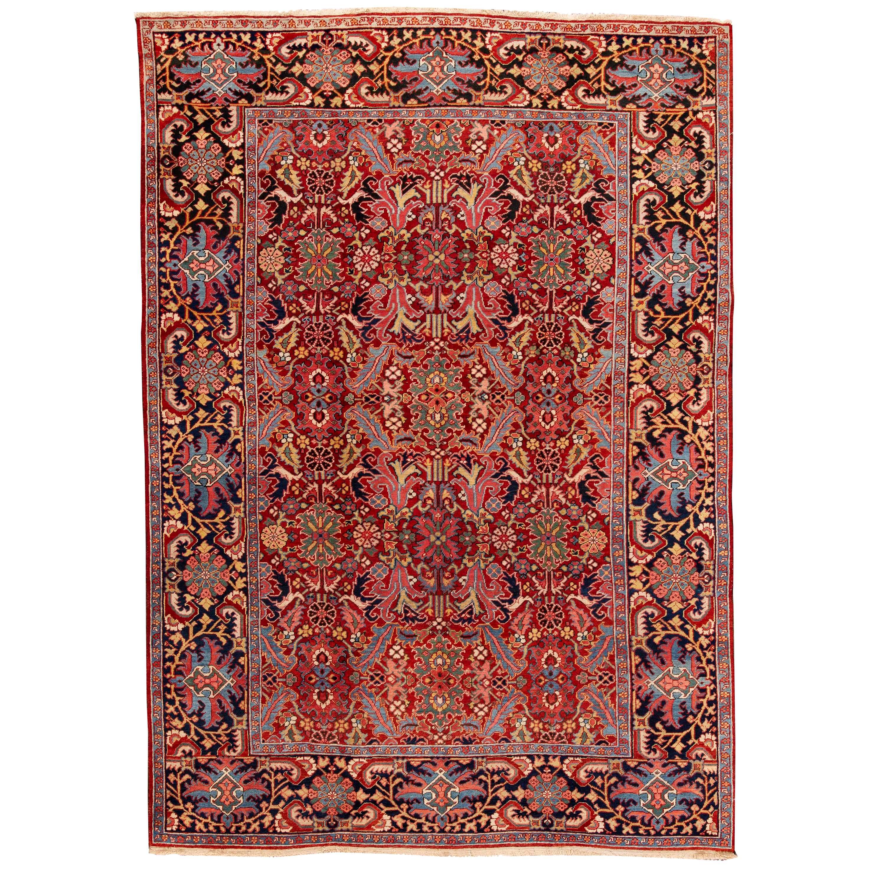 Early 20th Century Antique Persian Fine Heriz Wool Rug