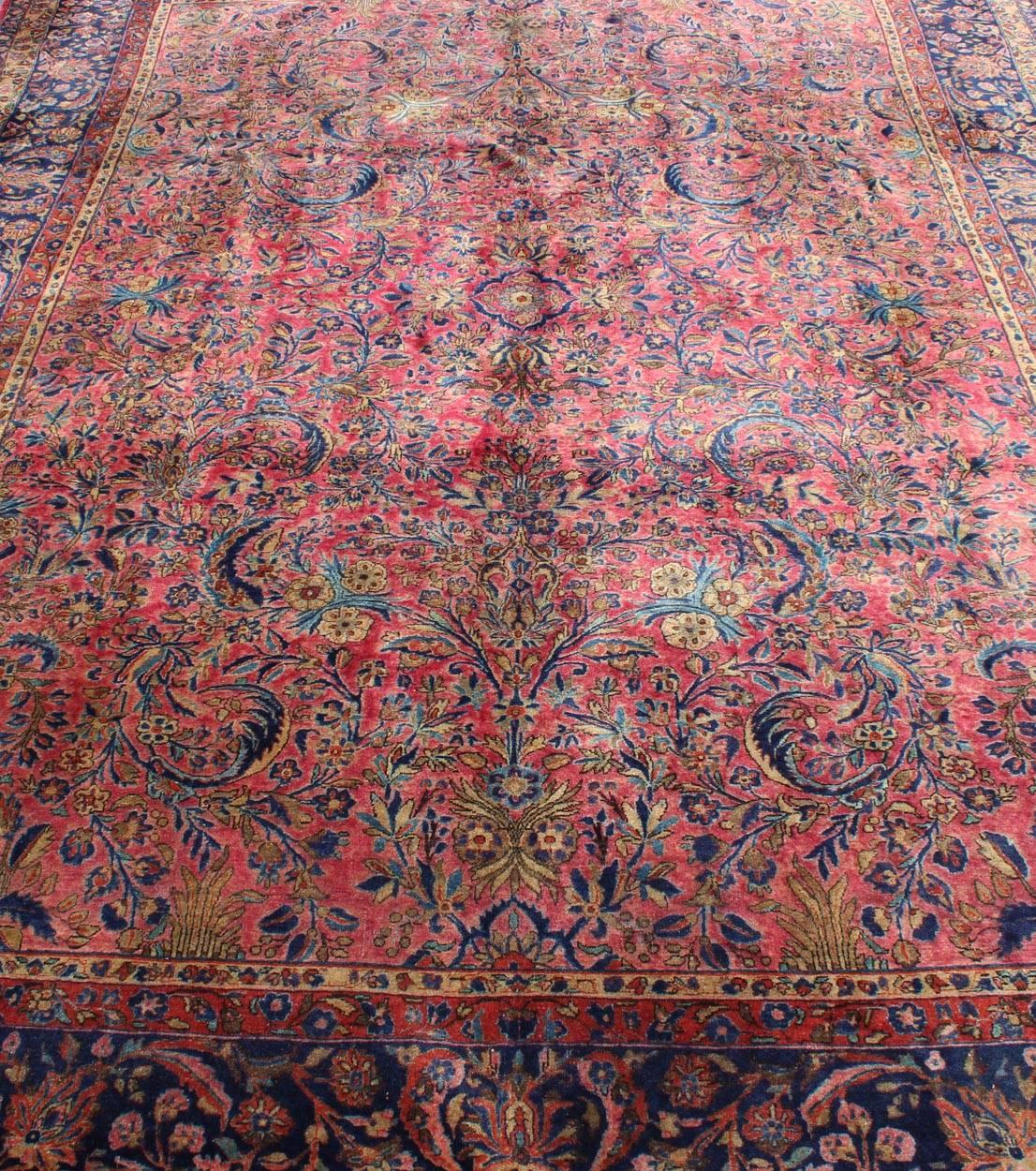 Very Fine Antique Kurk Kashan Rug  by Keivan Woven Arts with Soft Silky Wool For Sale 2