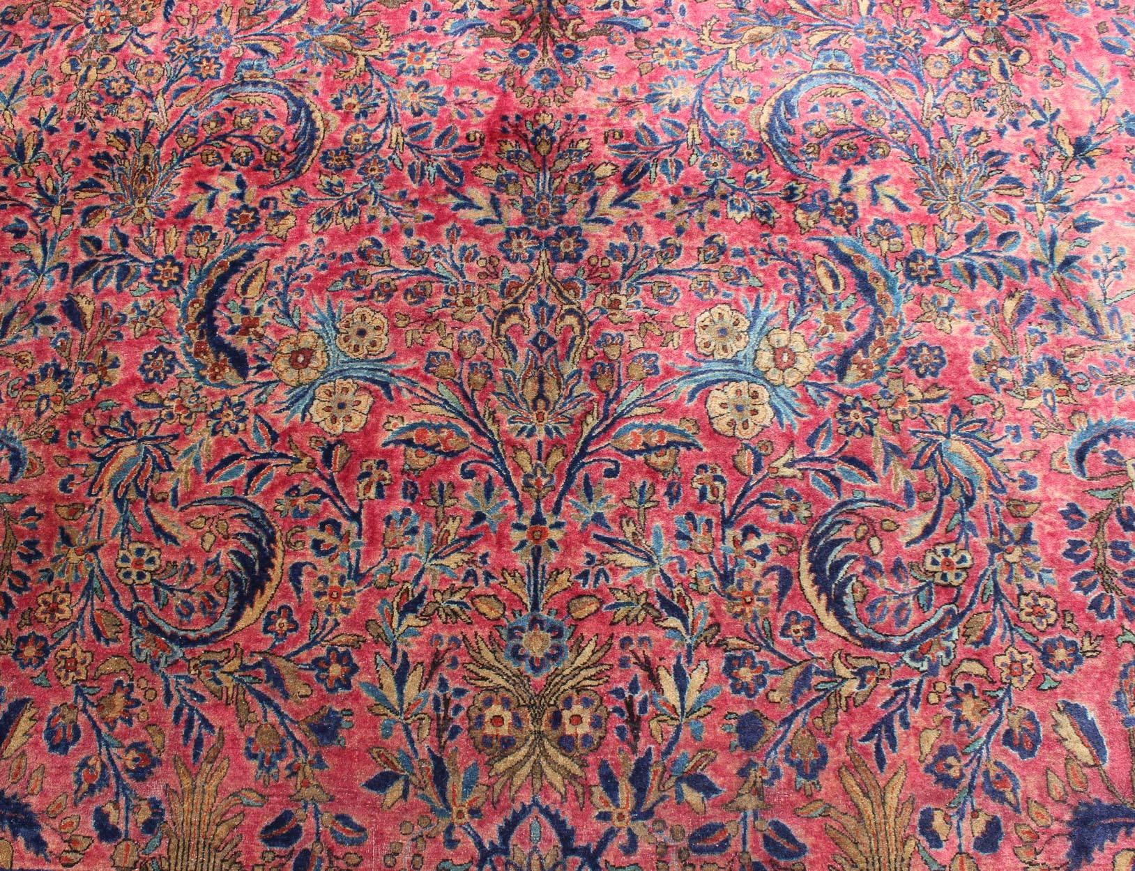 Very Fine Antique Kurk Kashan Rug  by Keivan Woven Arts with Soft Silky Wool For Sale 3