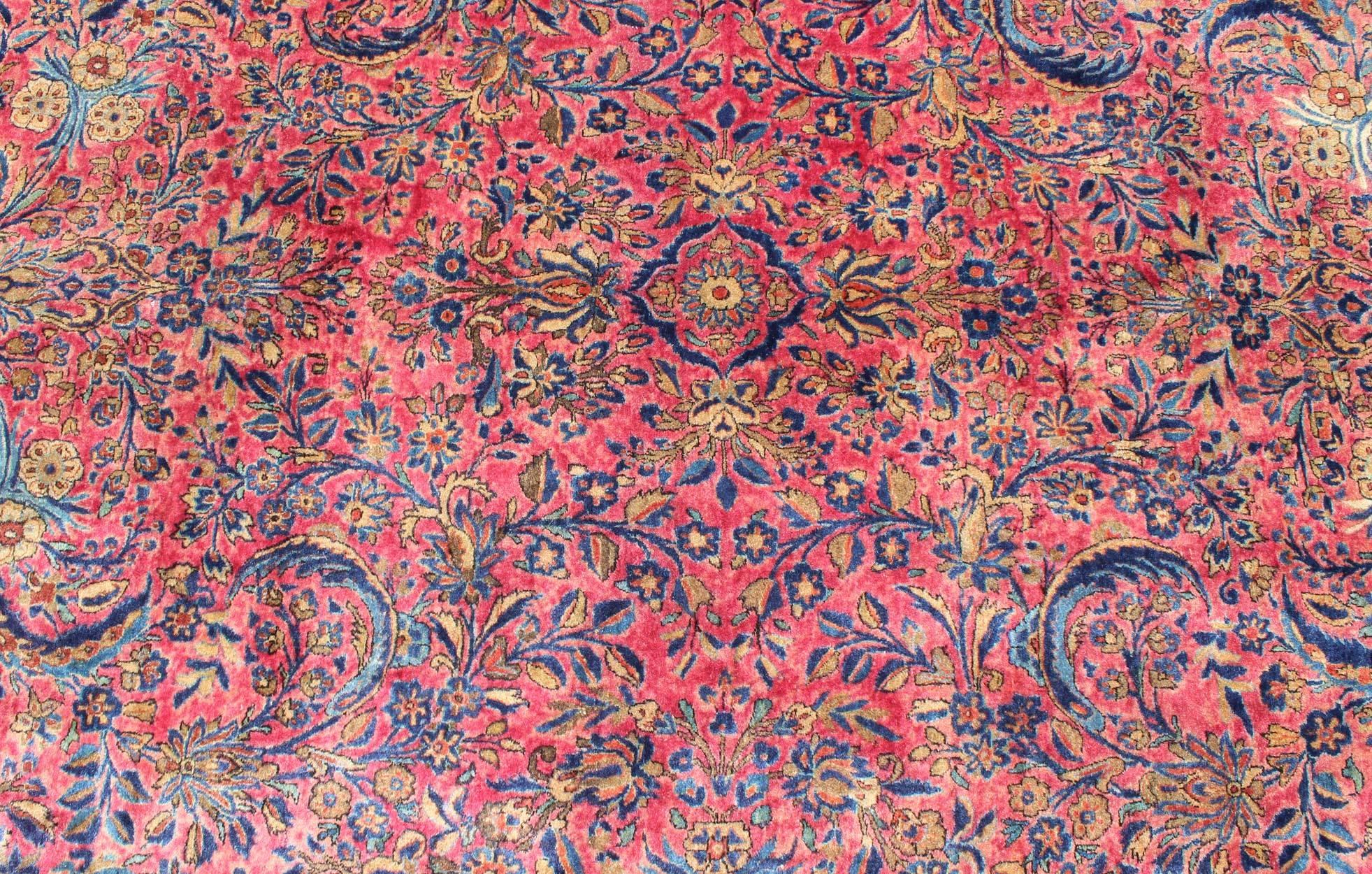 Very Fine Antique Kurk Kashan Rug  by Keivan Woven Arts with Soft Silky Wool In Excellent Condition For Sale In Atlanta, GA