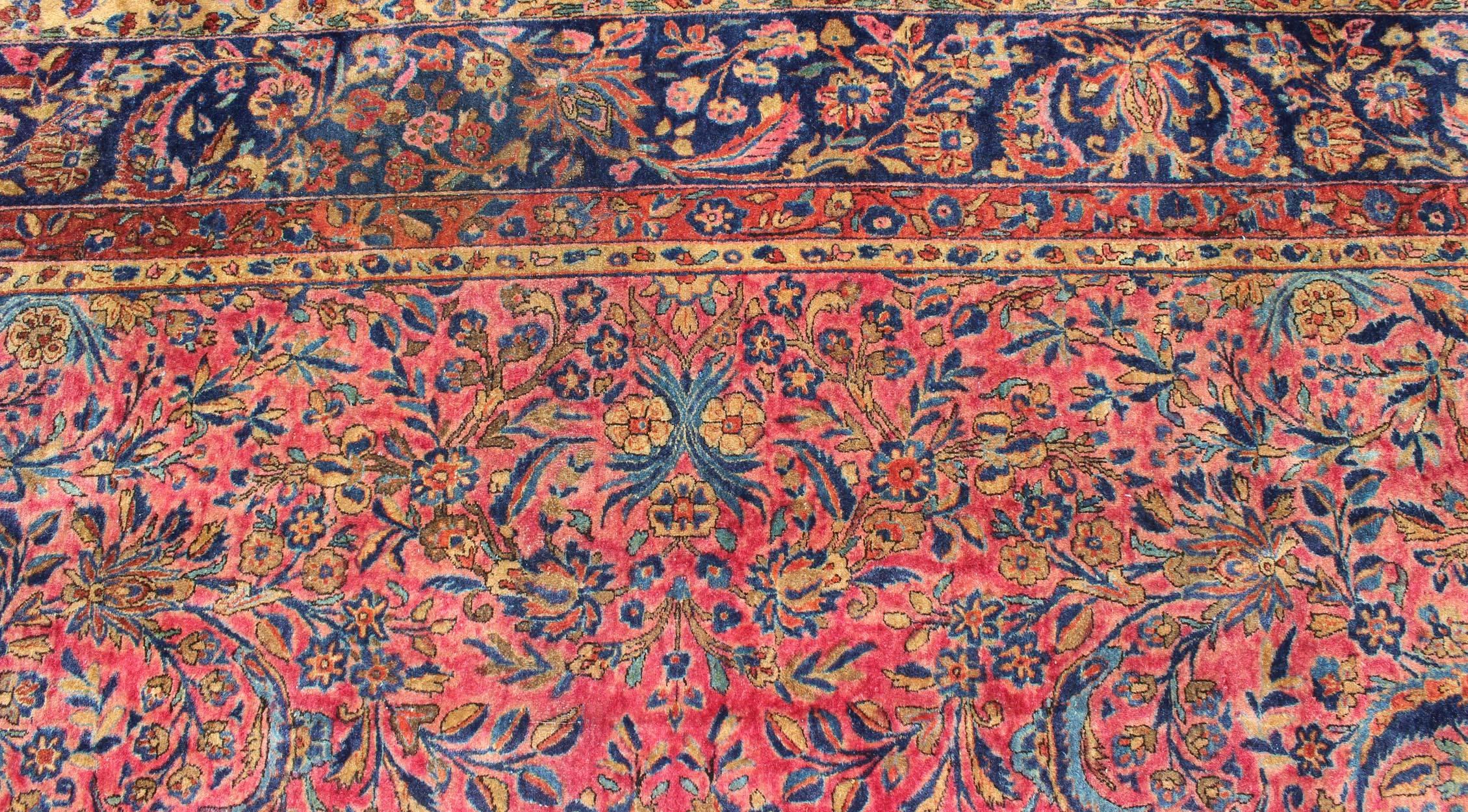Late 19th Century Very Fine Antique Kurk Kashan Rug  by Keivan Woven Arts with Soft Silky Wool For Sale