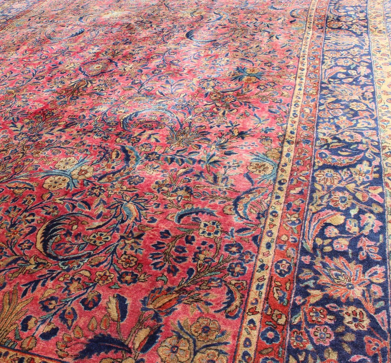 Very Fine Antique Kurk Kashan Rug  by Keivan Woven Arts with Soft Silky Wool For Sale 1