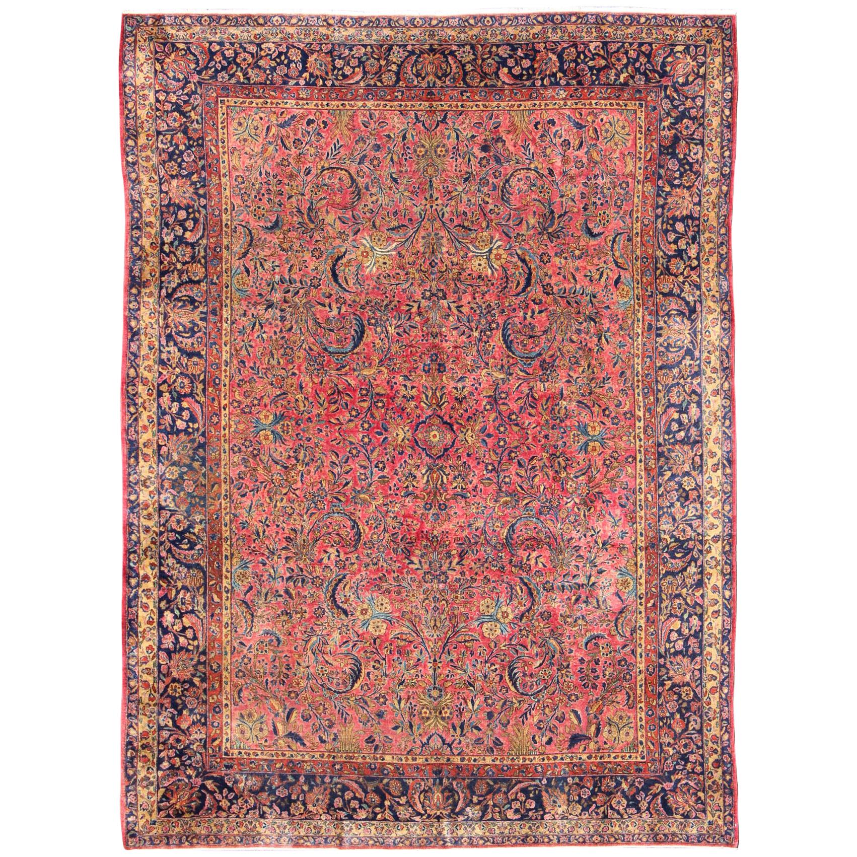 Very Fine Antique Kurk Kashan Rug  by Keivan Woven Arts with Soft Silky Wool