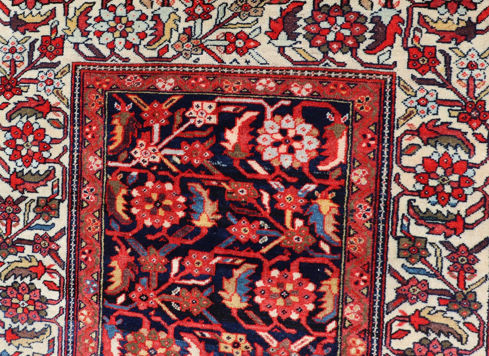 Antiker persischer feiner Malayer-Teppich mit floralem All-Over-Design 4'0 x 6'0 (20. Jahrhundert) im Angebot