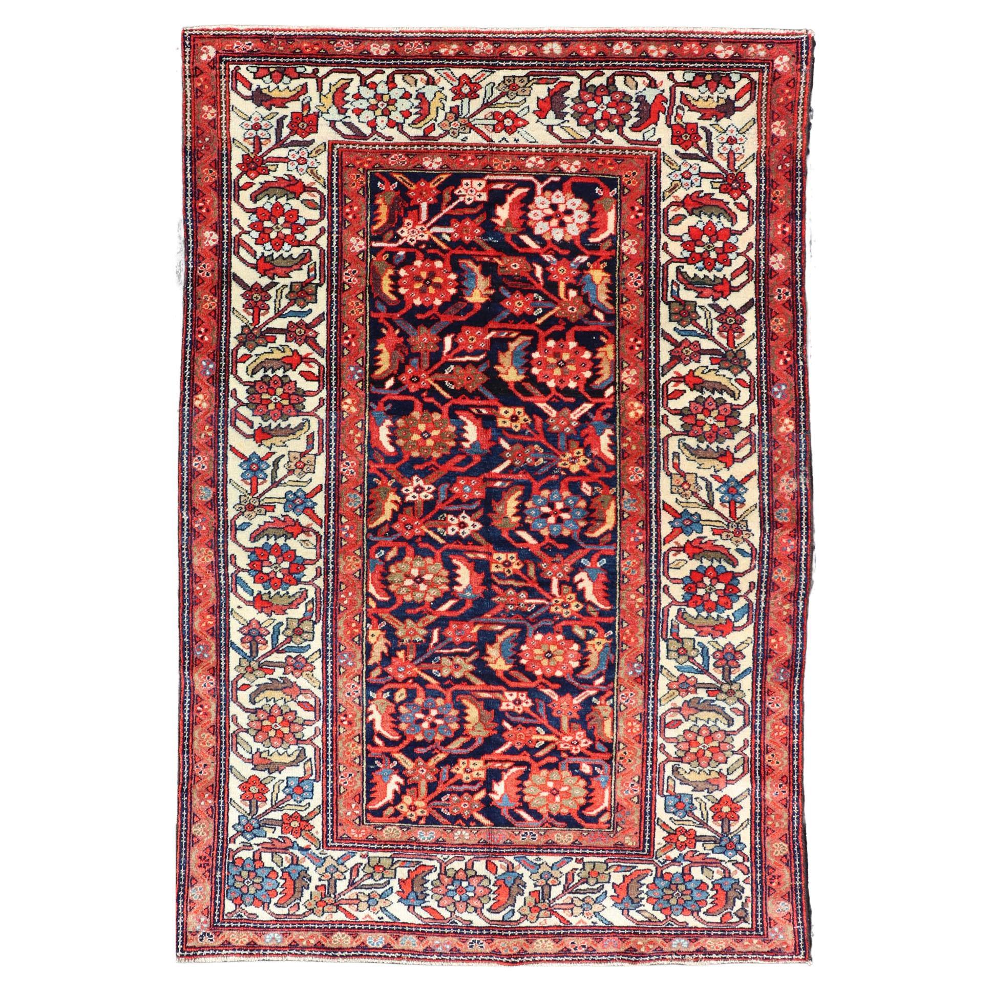 Antiker persischer feiner Malayer-Teppich mit floralem All-Over-Design 4'0 x 6'0