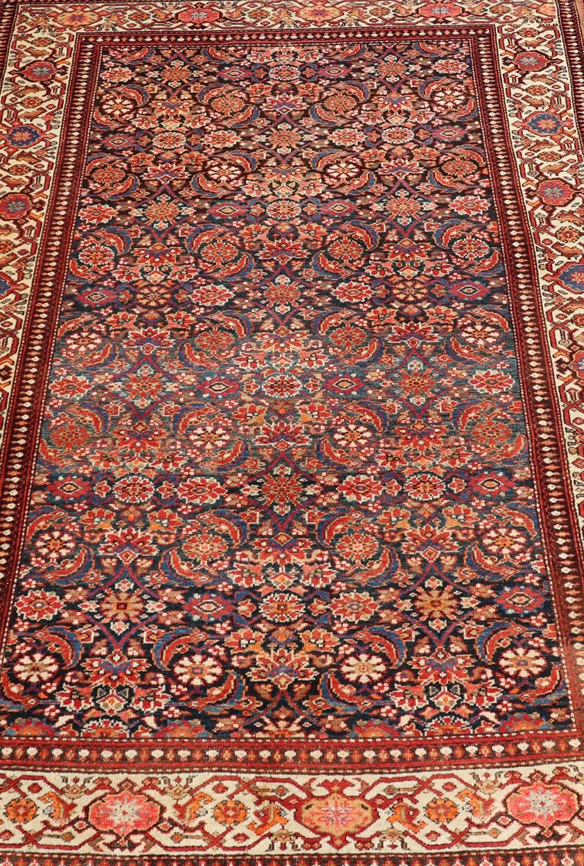 Antique Persian Fine Malayer Rug with All-Over Floral Design 4'3 x 6'3 For Sale 6
