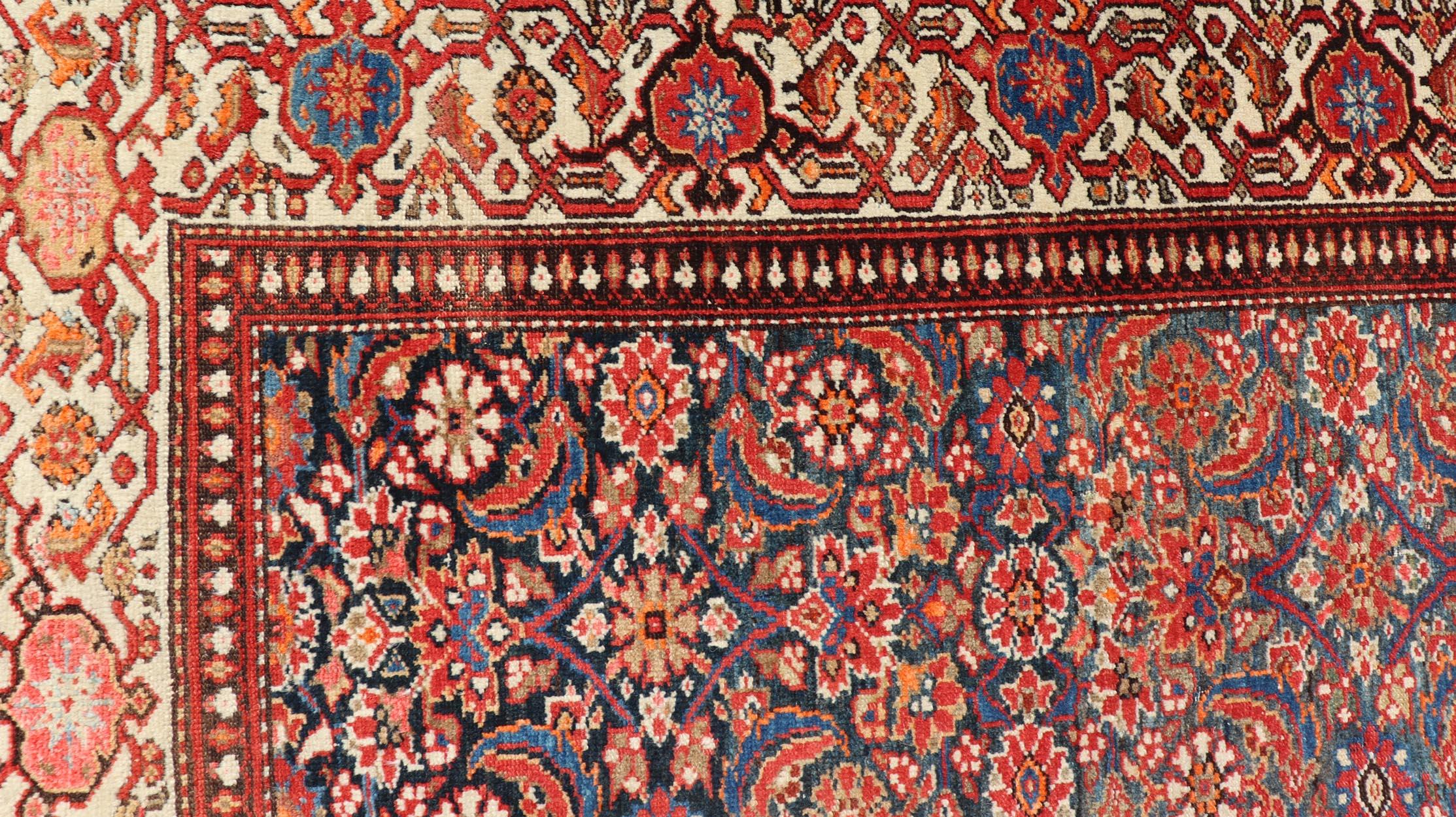 Hand-Knotted Antique Persian Fine Malayer Rug with All-Over Floral Design 4'3 x 6'3 For Sale