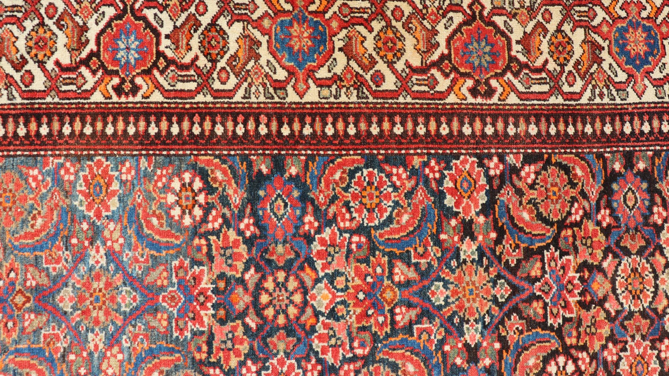 Antique Persian Fine Malayer Rug with All-Over Floral Design 4'3 x 6'3 In Good Condition For Sale In Atlanta, GA