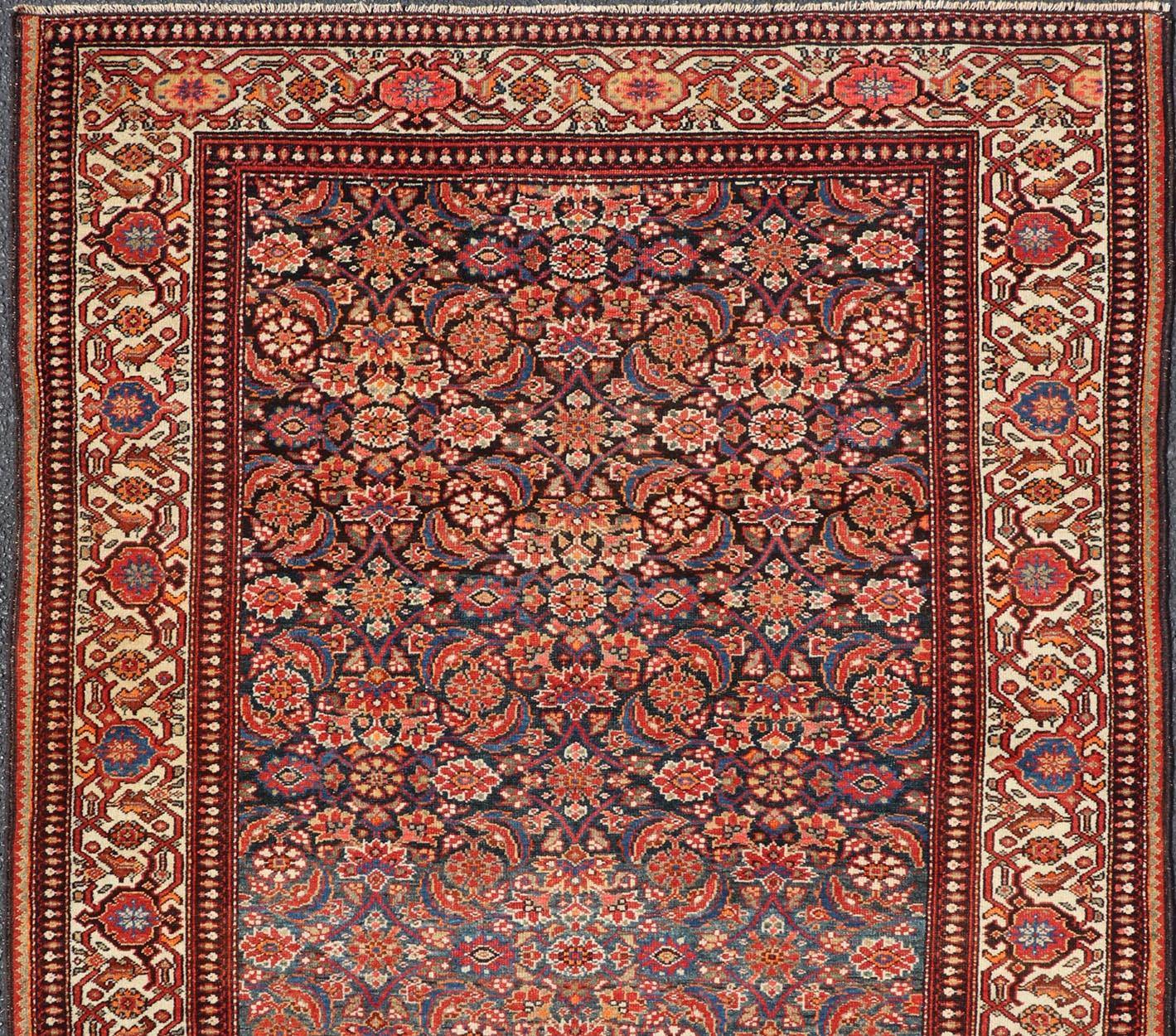 Antique Persian Fine Malayer Rug with All-Over Floral Design 4'3 x 6'3 For Sale 1
