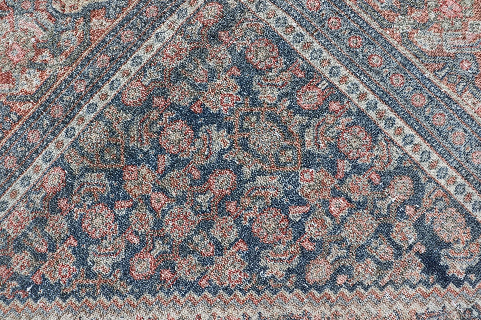 Antique Persian Fine Senneh Rug with Medallion and Tribal Geometric Design For Sale 6