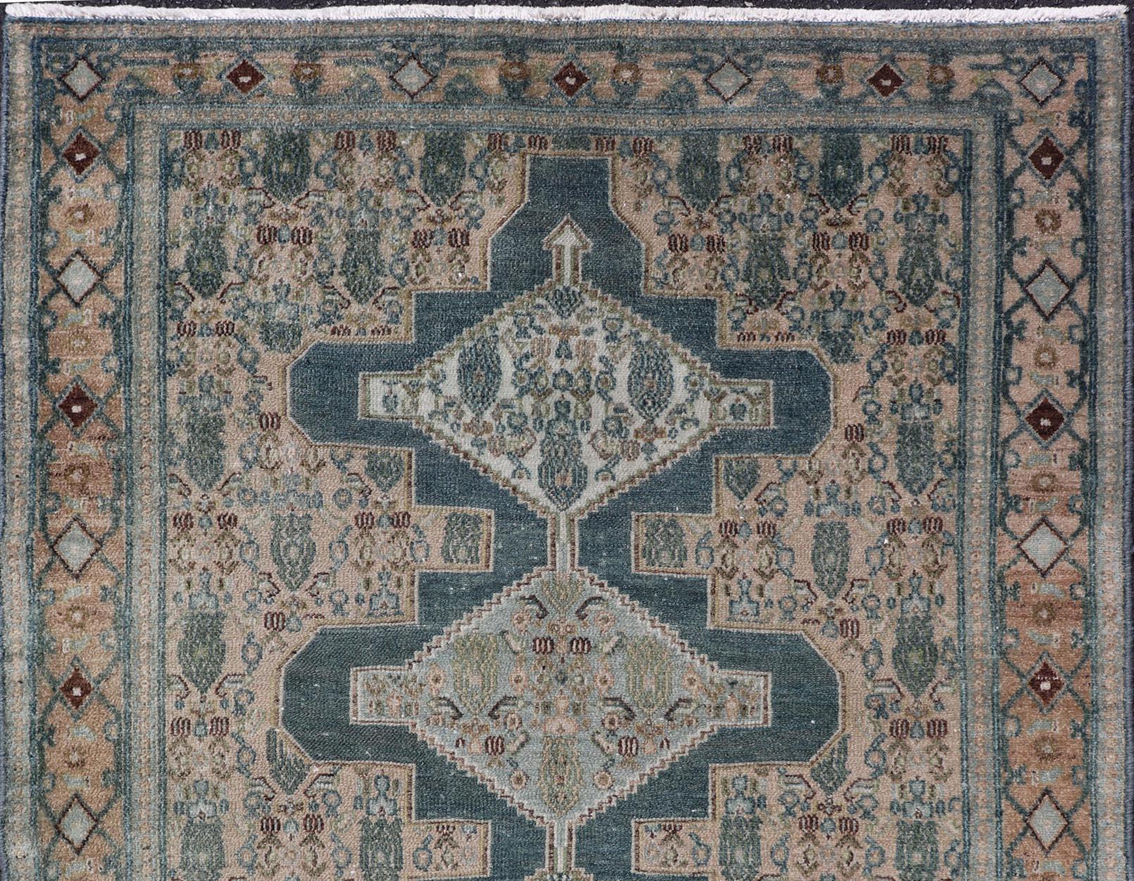 Perse Ancien tapis persan fine Senneh avec médaillons 3'10 x 5'1 en vente