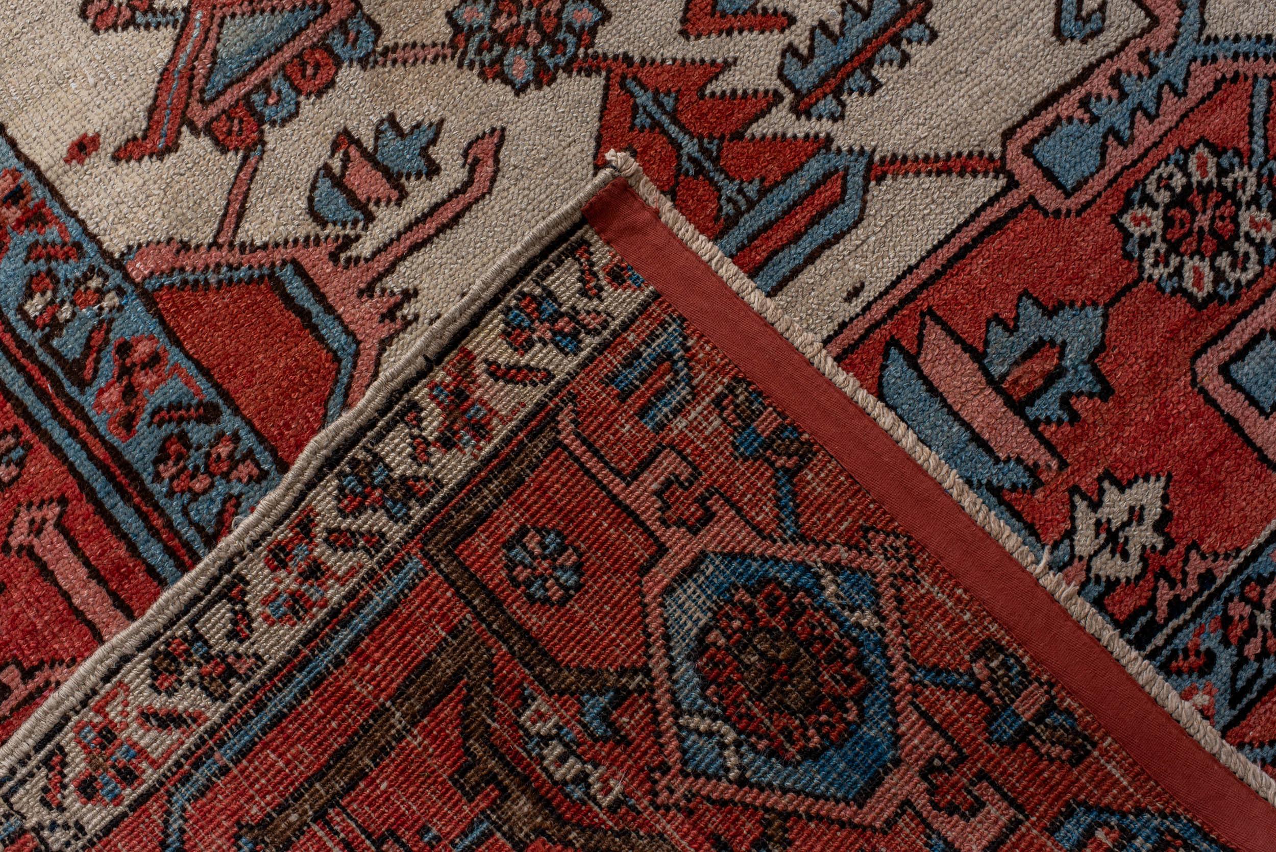 Heriz Serapi Tapis persan ancien Serapi en laine rouge de luxe tissé à la main de 11'-4