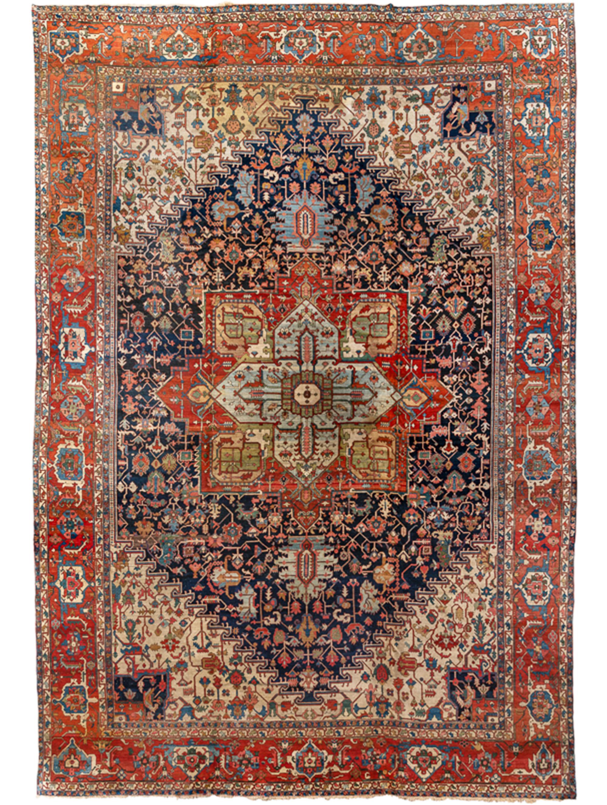 Antique Persian Fine Serapi Handwoven Luxury Wool Rug 14'-8" x 21'-4" Size For Sale