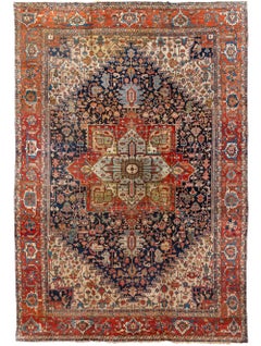 Tapis persan ancien en laine fine Serapi tissé à la main de luxe 14'-8" x 21'-4" Taille