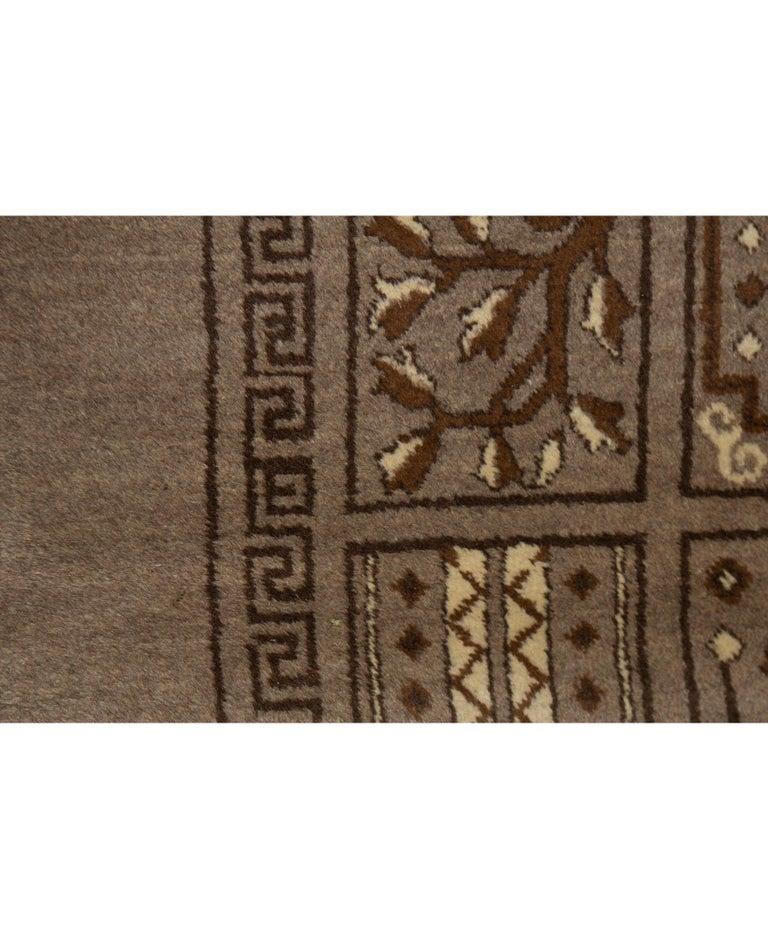 Antique Persian fine traditional handwoven luxury wool brown rug. Size: 9'-8