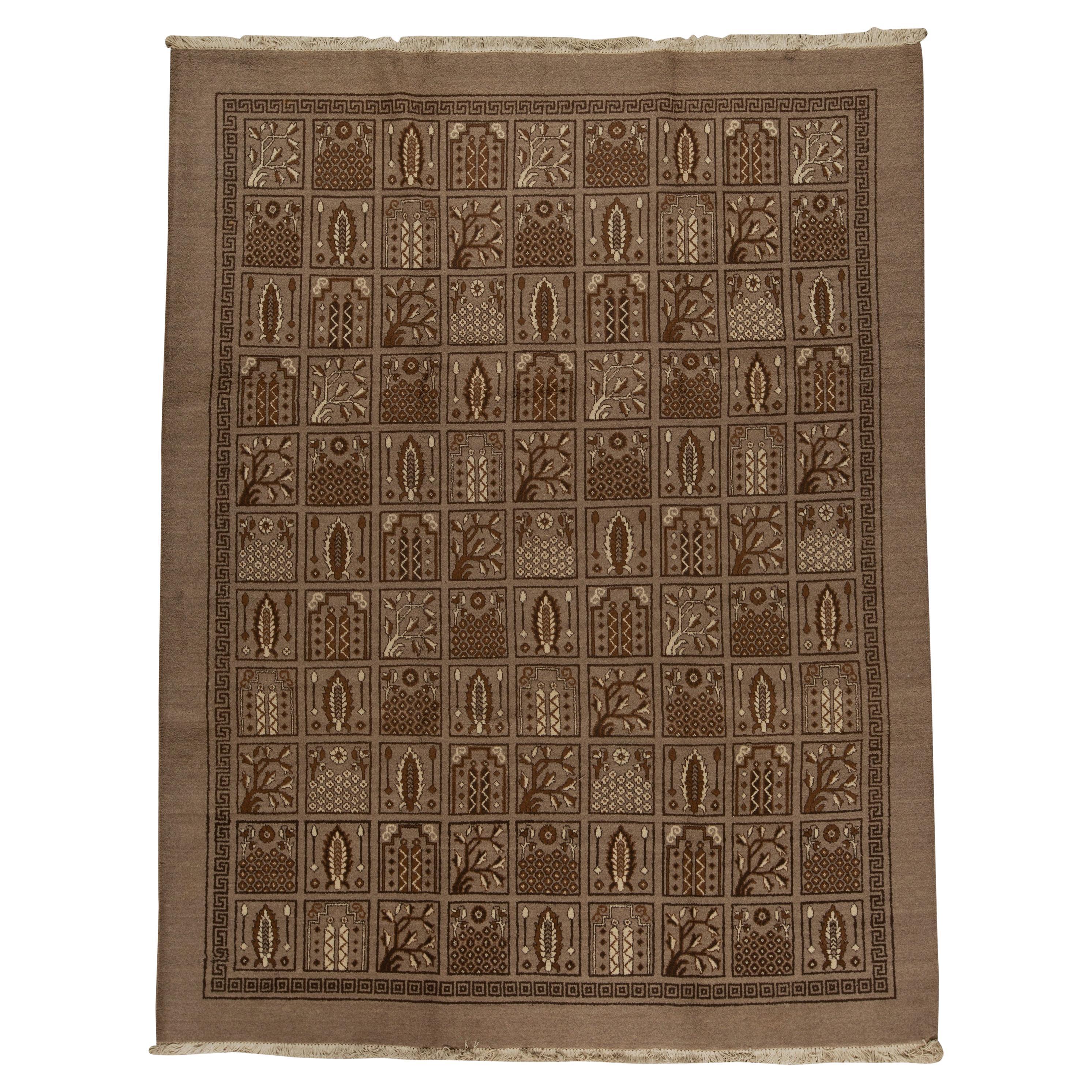 Ancien tapis persan traditionnel tissé à la main en laine de luxe marron