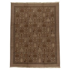 Ancien tapis persan traditionnel tissé à la main en laine de luxe marron