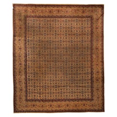 Antiker Persischer Feiner Traditioneller Handgewebter Luxus Wollteppich Elfenbein/Gold