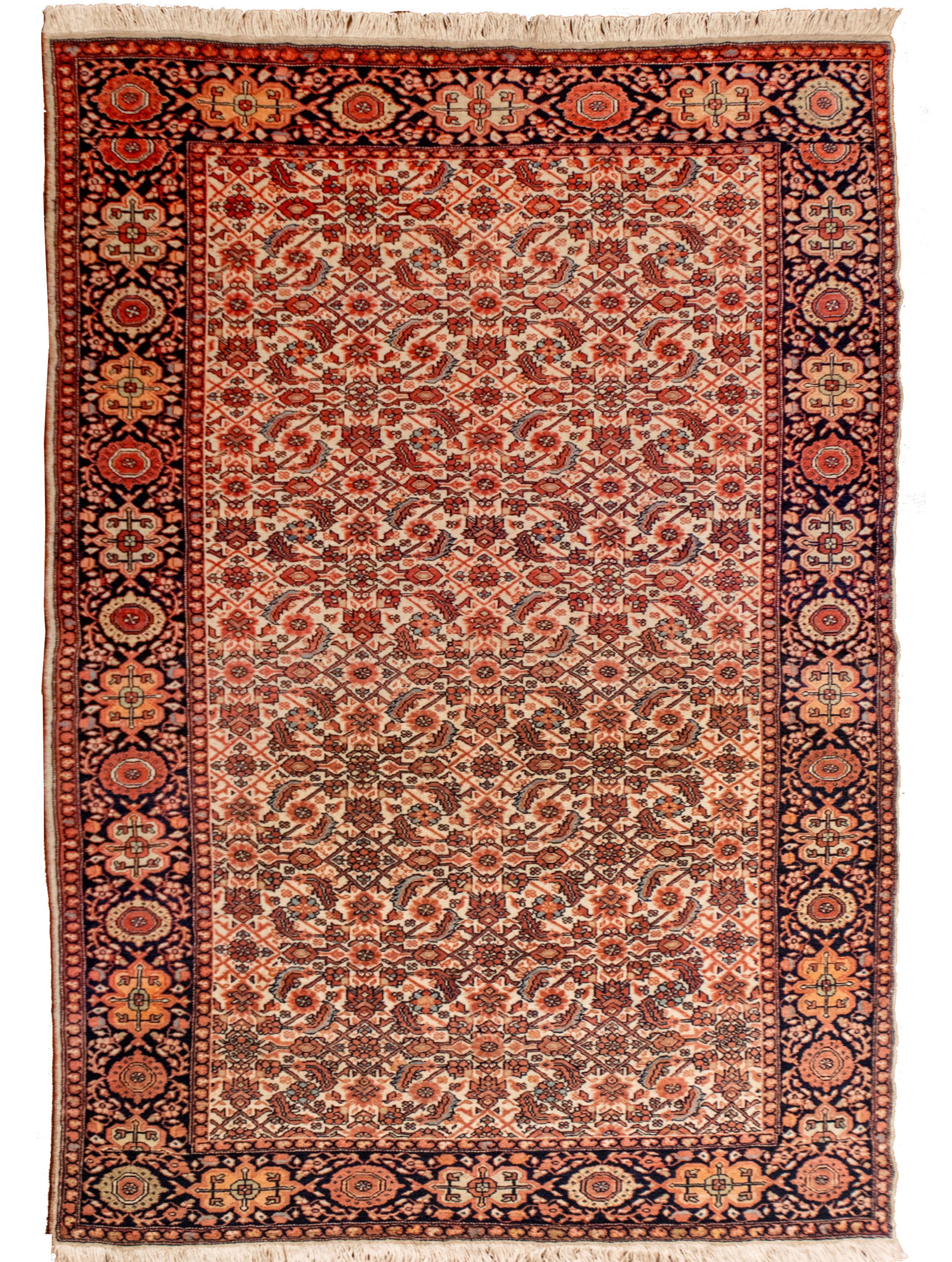 This antique treasure carries the legacy of bygone eras, offering a glimpse into the rich world of Persian rug making. With dimensions of 3'11