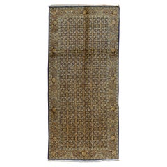 Antique Persian Fine Traditional Handwoven Luxury Wool Navy / Gold Rug