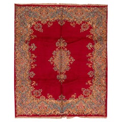 Tappeto antico persiano tradizionale finemente tessuto a mano in lana di lusso rosso/blu