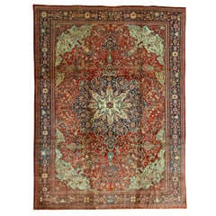 Antique Persian Fine Traditional Handwoven Luxury Wool Red / Navy Rug