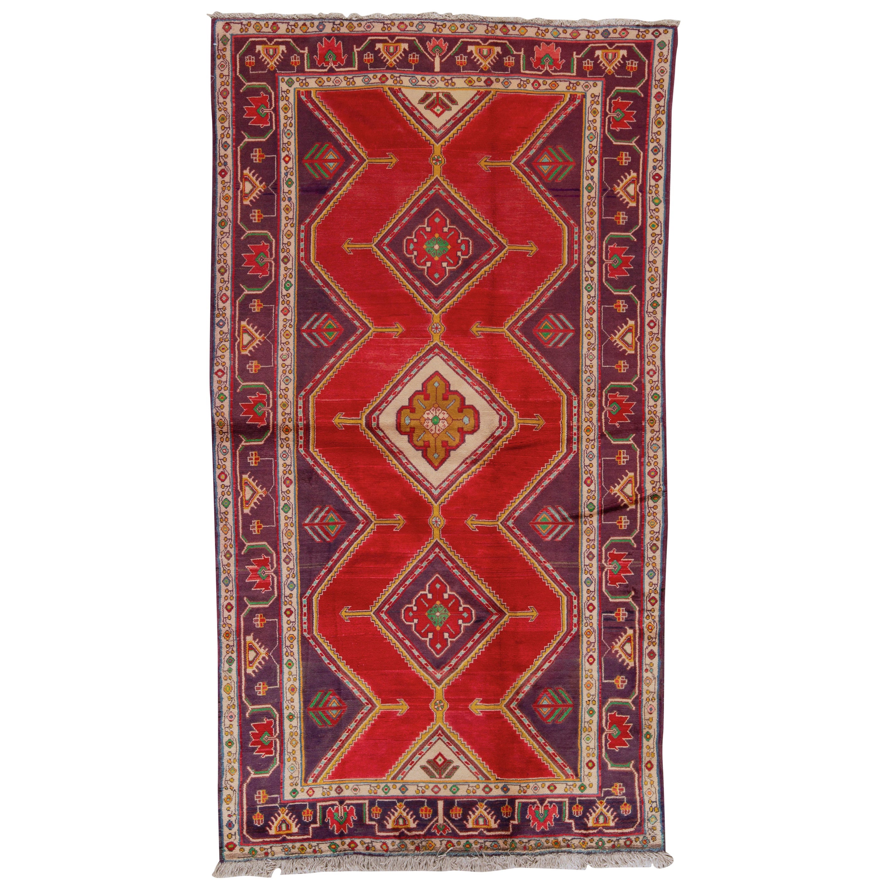 Antiker Persischer Feiner Traditioneller Handgewebter Luxus Wollteppich Rot / Marine