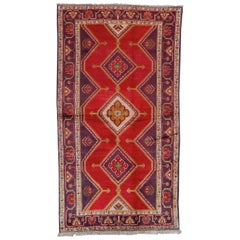 Antiker Persischer Feiner Traditioneller Handgewebter Luxus Wollteppich Rot / Marine
