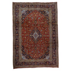 Antique Persian Fine Traditional Handwoven Luxury Wool Red / Navy Rug