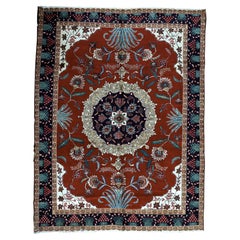 Antique Persian Fine Traditional Handwoven Luxury Wool Red / Navy Rug