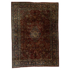 Antique Persian Fine Traditional Handwoven Luxury Wool Red / Navy Rug