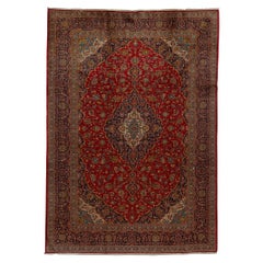 Antique Persian Fine Traditional Handwoven Luxury Wool Red / Navy Rug