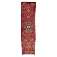 Antique Persian Fine Traditional Handwoven Luxury Wool Rose / Black Runner Rug