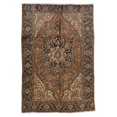 Antique Persian Fine Traditional Handwoven Luxury Wool Rust / Navy Rug