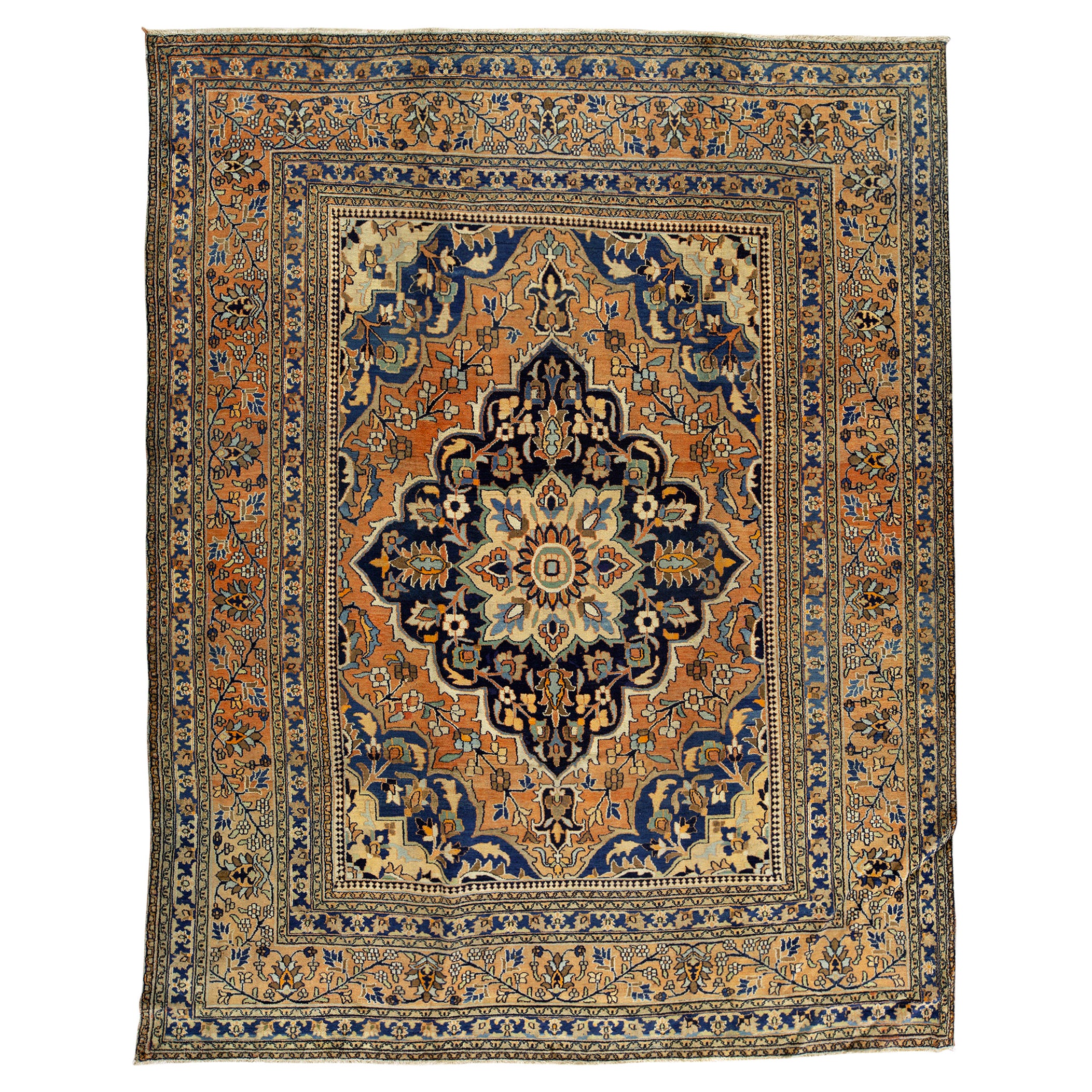 Antique Persian Fine Traditional Handwoven Luxury Wool Rust Rug
