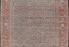 Antique Persian Fine Weave Senneh Rug with All-Over Herati Design on Blue Field
