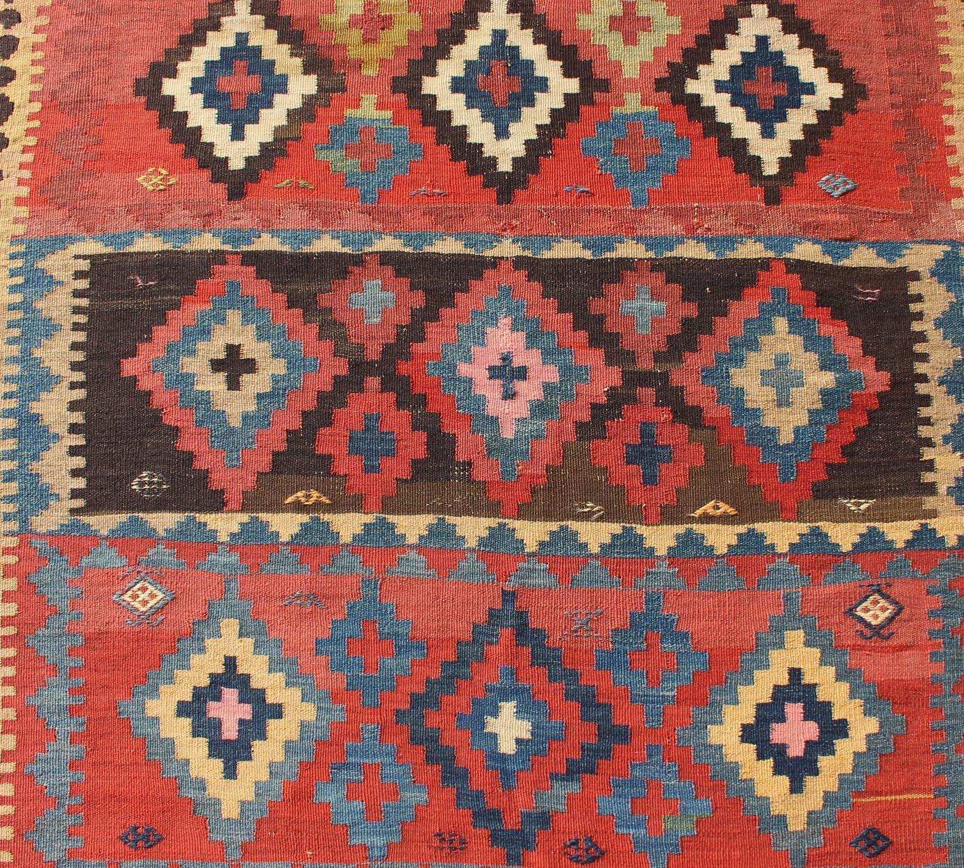 Antique Caucasian Flat-Weave Gallery Size Runner  For Sale 6